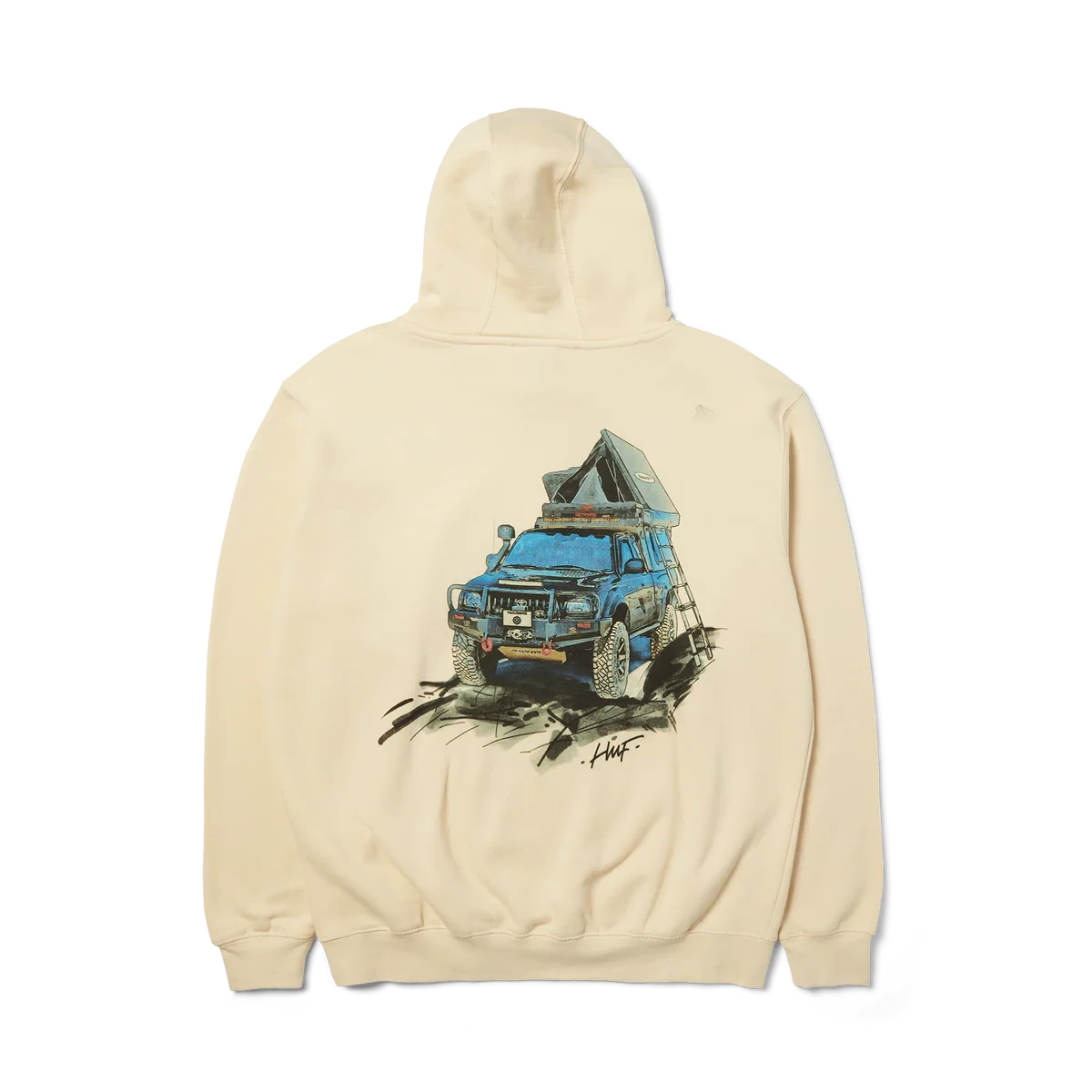 HUF x Toyota Trailhunter Tacoma Overland Pullover Hoodie Sand Men's Pullover Hoodies Huf