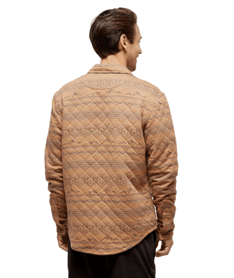 TENTREE Quilted Colville Shacket Camel Heather/Geo Mountain Men's Street Jackets Tentree