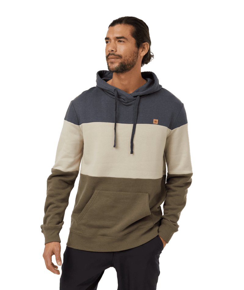 TENTREE TreeFleece Black Reynard Pullover Hoodie Graphite/Pale Oak/Tundra Men's Pullover Hoodies Tentree