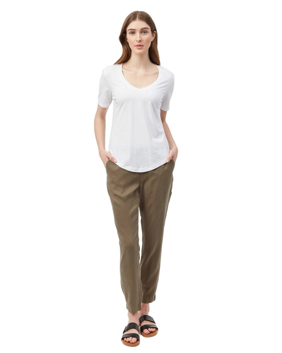 TENTREE Women's Treeblend V-Neck T-Shirt White Women's T-Shirts Tentree