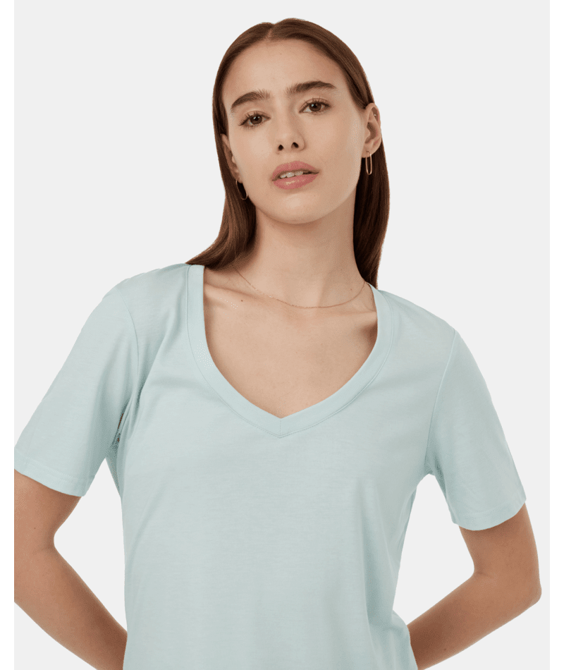 TENTREE Women's Treeblend V-Neck T-Shirt Surf Spray Heather Women's T-Shirts Tentree