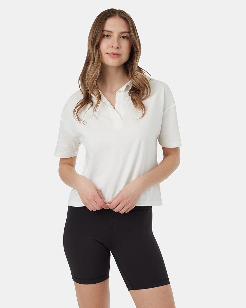 TENTREE Women's Oversized Polo Shirt Undyed Women's T-Shirts Tentree