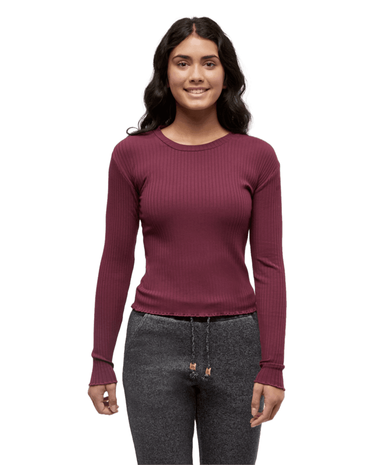TENTREE Women's Newell Long Sleeve Deep Burgundy Women's Long Sleeve T-Shirts Tentree