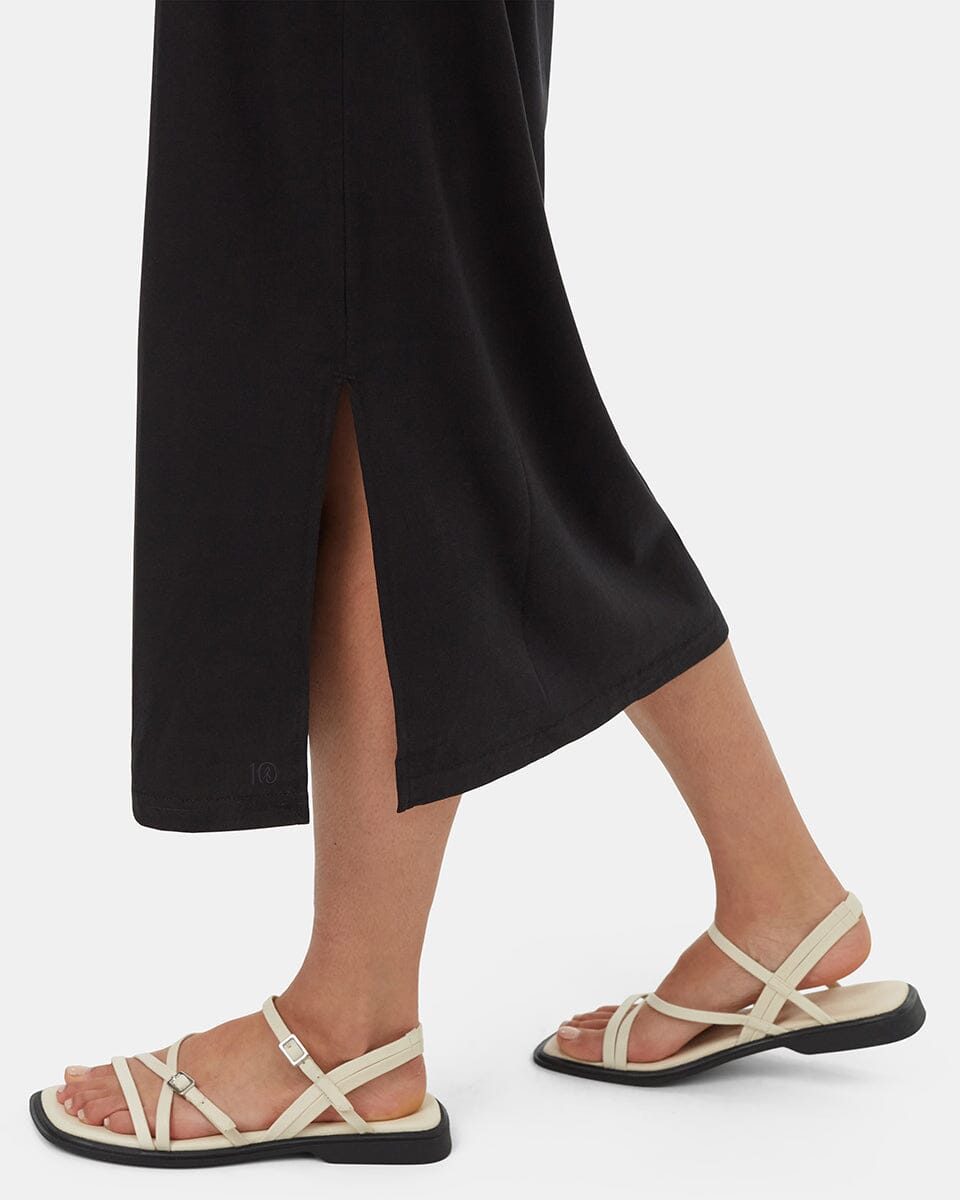 TENTREE Women's TreeBlend V-Neck Midi Dress Meteorite Black Women's Dresses Tentree