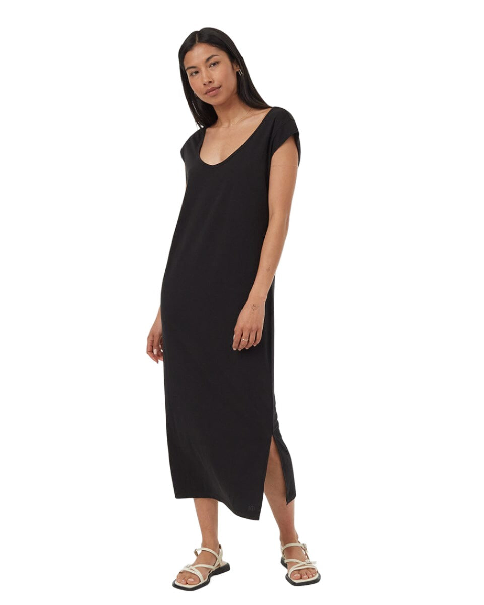 TENTREE Women's TreeBlend V-Neck Midi Dress Meteorite Black Women's Dresses Tentree