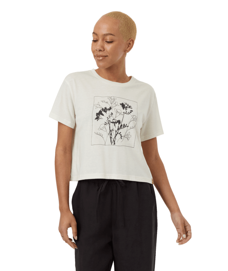 TENTREE Women's Floral Crop Top T-Shirt Undyed/Meteorite Black Women's T-Shirts Tentree
