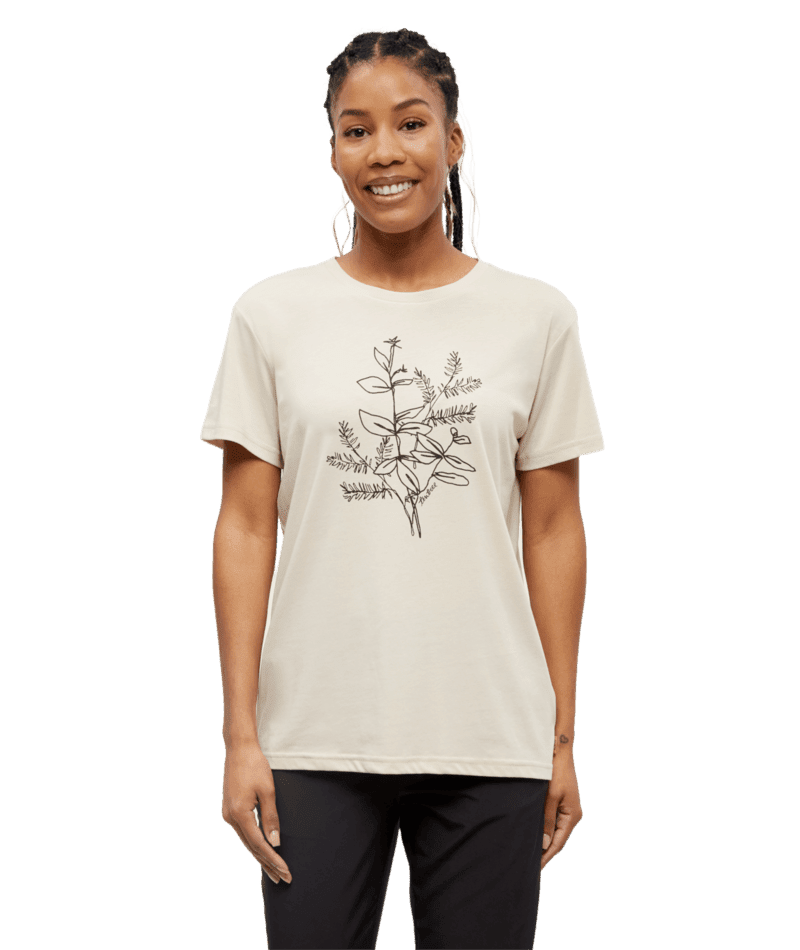 TENTREE Women's Autumn Flora T-Shirt Warm Oak/Meteorite Black Men's Short Sleeve T-Shirts Tentree