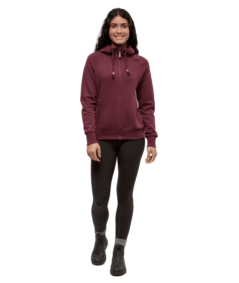 TENTREE Women's Elm Zip Hoodie Deep Burgundy Women's Zip Hoodies Tentree