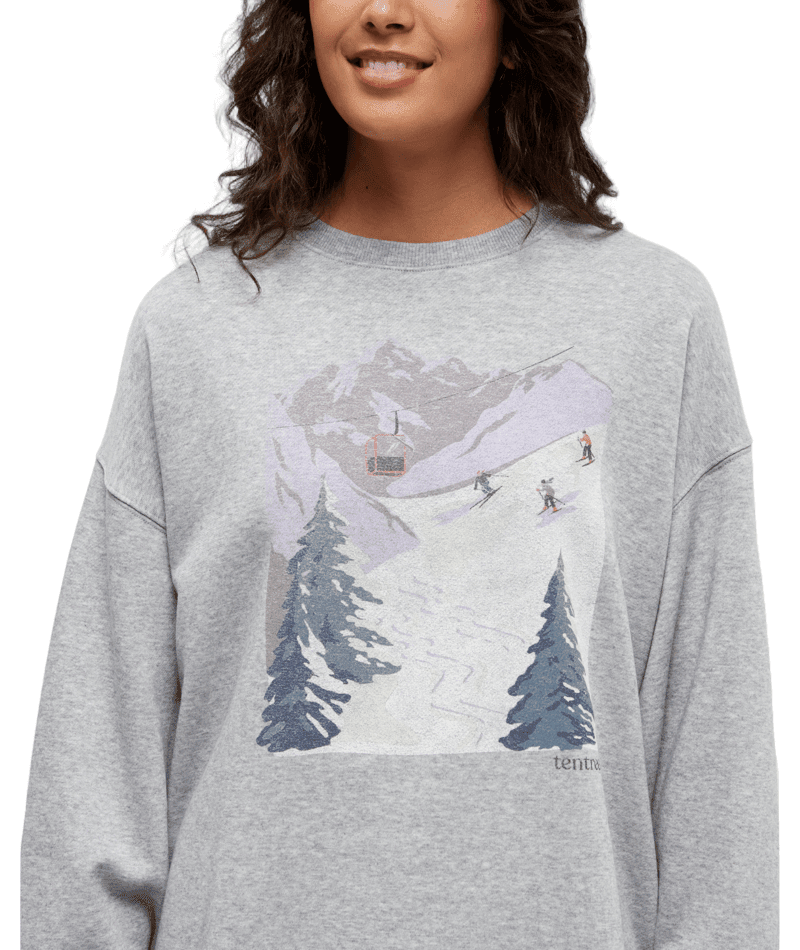TENTREE Women's Alpine Oversized Crew Harbour Grey Heather/Glacier Grey Women's Crewnecks Tentree