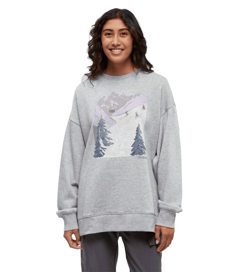 TENTREE Women's Alpine Oversized Crew Harbour Grey Heather/Glacier Grey Women's Crewnecks Tentree