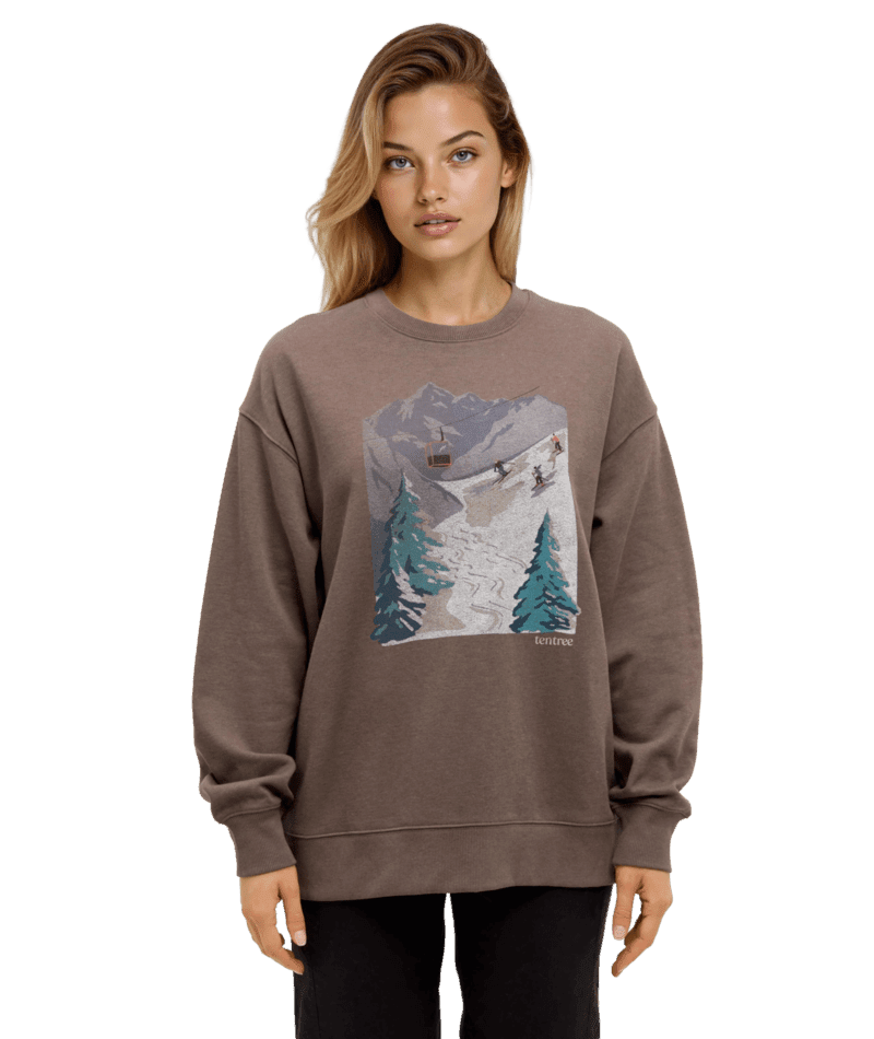 TENTREE Women's Alpine Oversized Crew Ashwood/Pale Oak Women's Sweaters Tentree