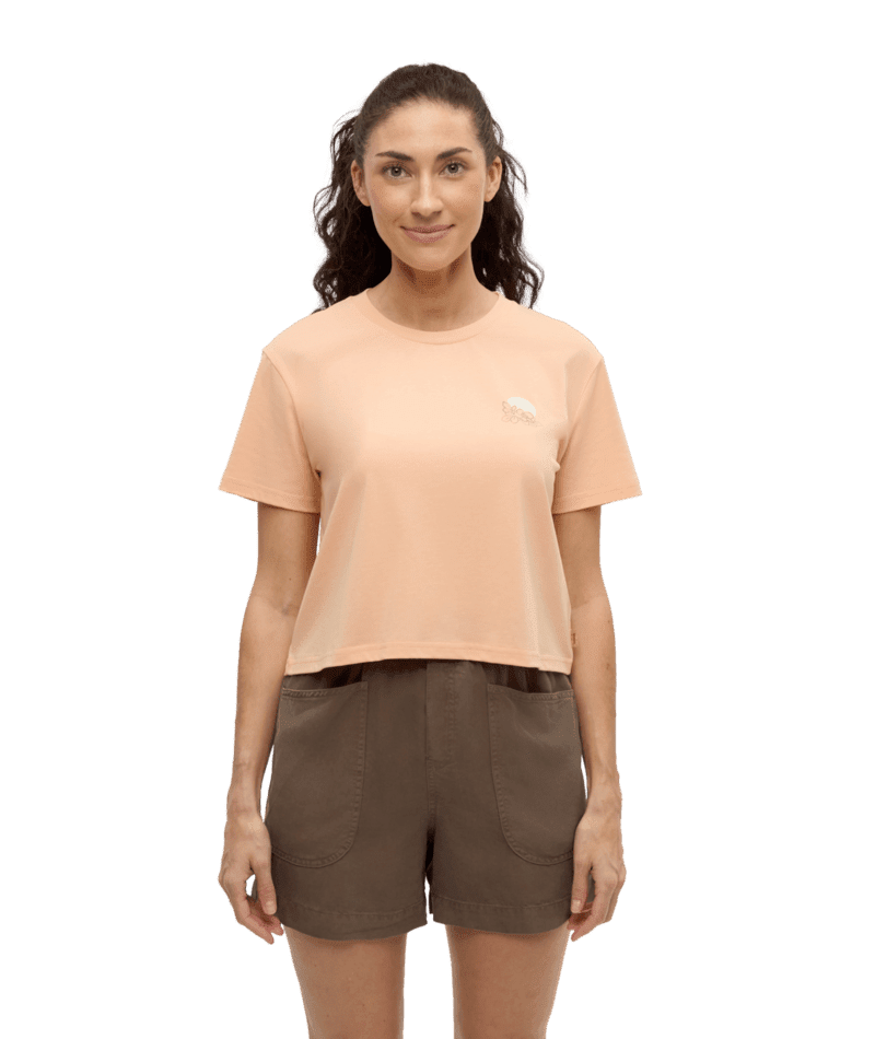 TENTREE Women's Wild Rose Lake Crop T-Shirt Orange Sherbet/White Oak Women's Short Sleeve T-Shirts Tentree