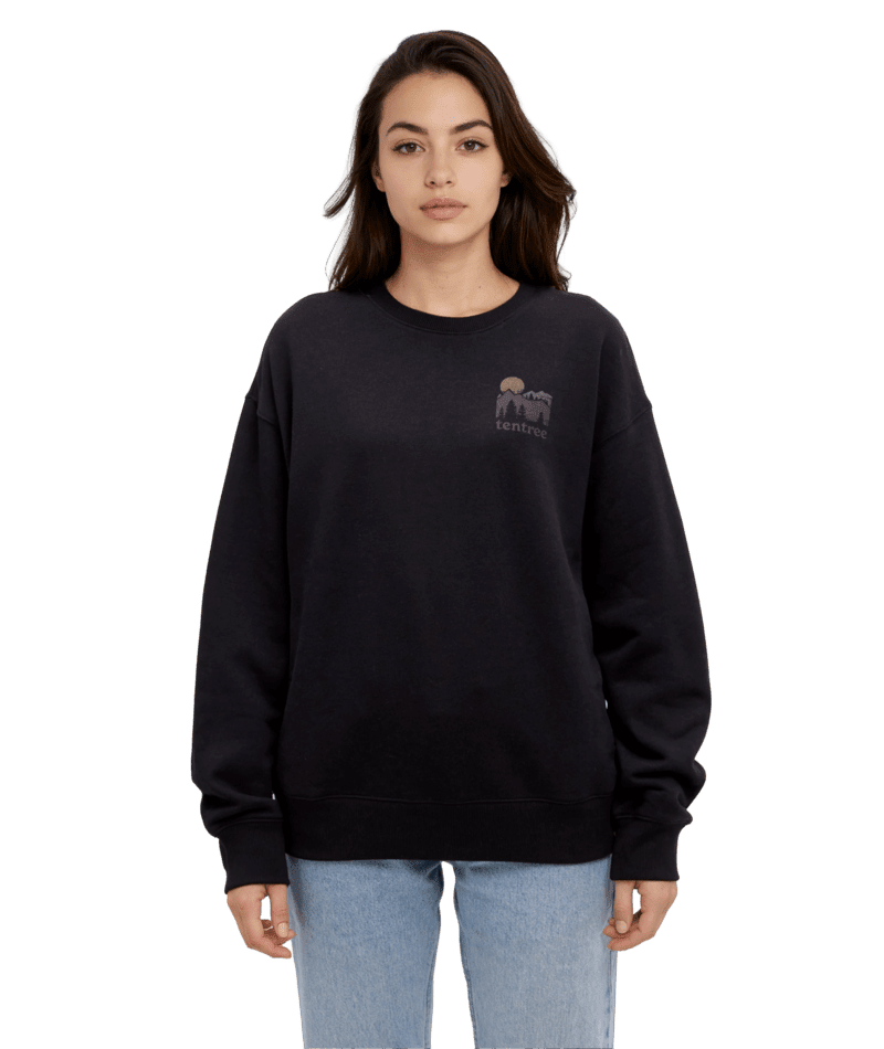 TENTREE Women's Out Of Office Crew Meteorite Black/Harbour Grey Women's Crewnecks Tentree