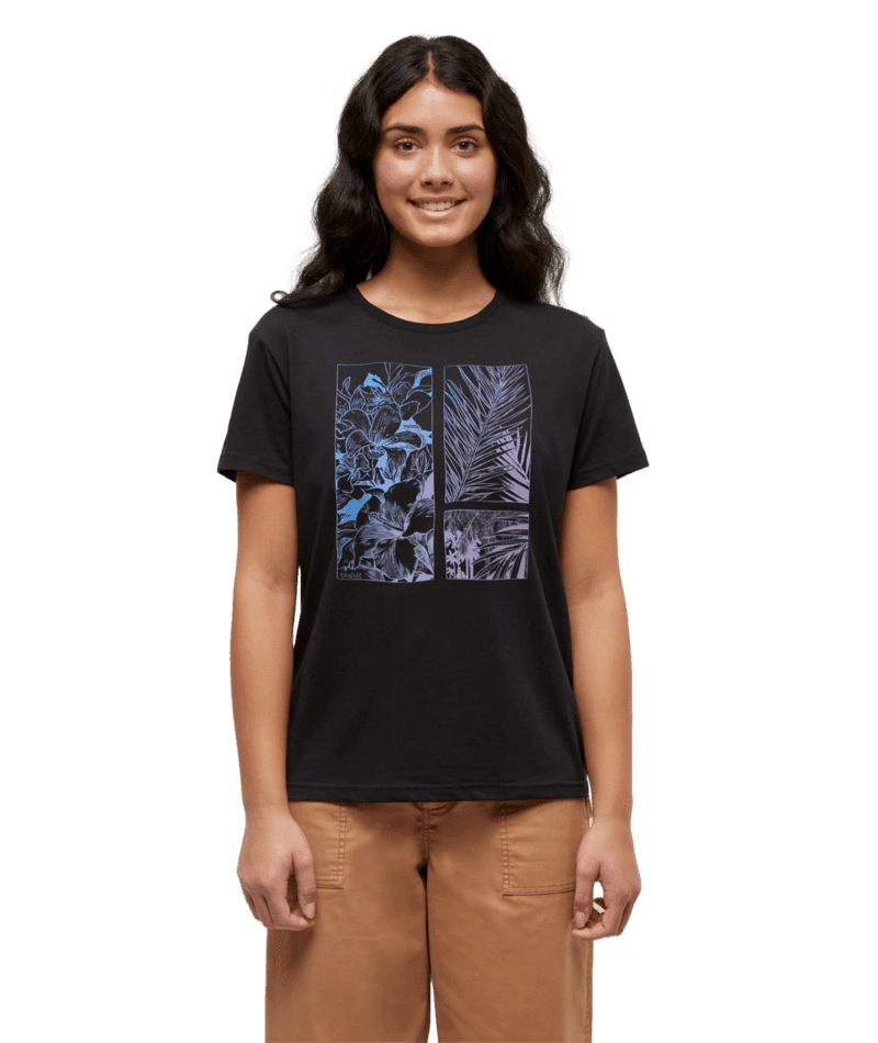 TENTREE Women's Framed Haitian Bloom T-Shirt Meteorite Black/Pink Sand Women's Short Sleeve T-Shirts Tentree