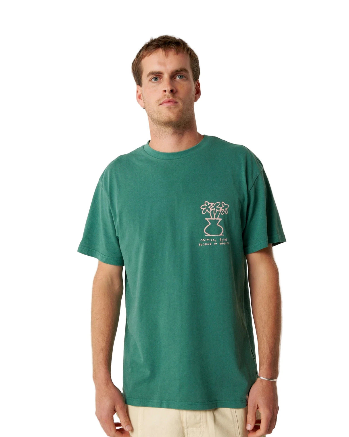 CRITICAL SLIDE Daisy T-Shirt Dusty Green Men's Short Sleeve T-Shirts The Critical Slide Society