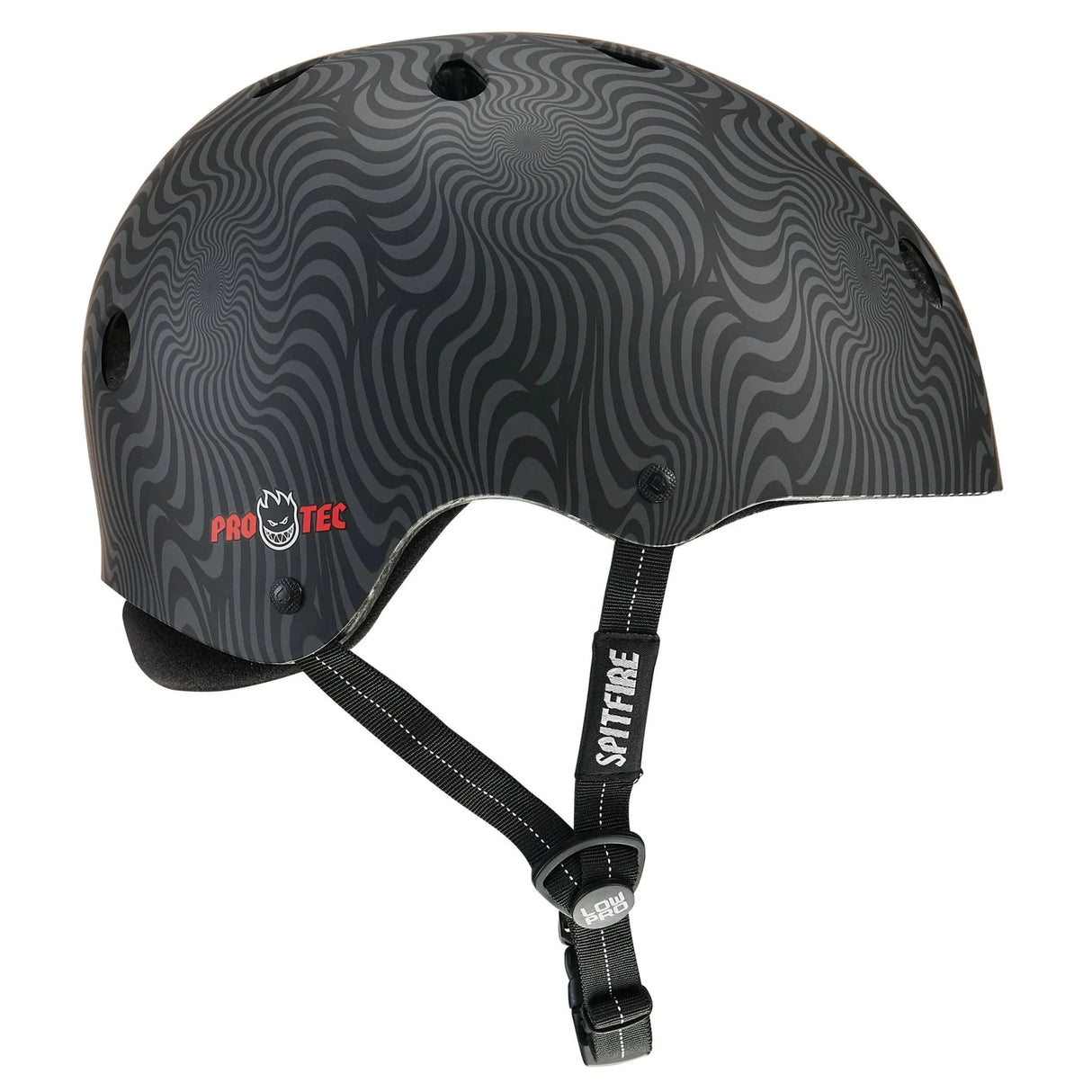 PRO-TEC Low Pro Helmet Spitfire Black Swirl Skateboard Helmets Pro-tec