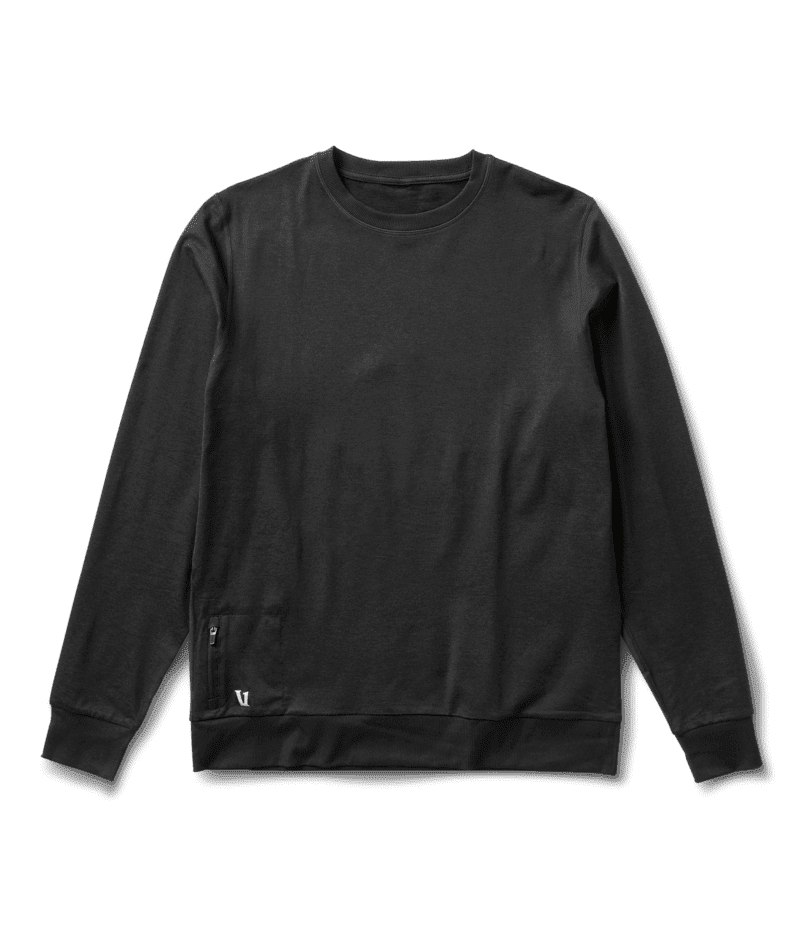 VUORI Ponto Performance Crew Black Heather Men's Crewnecks Vuori