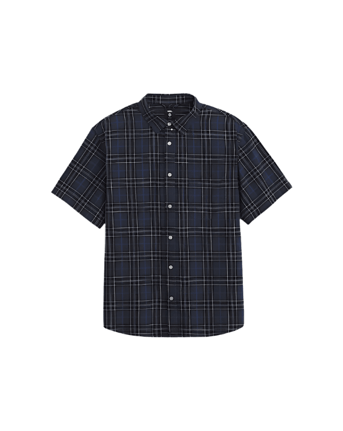 VANS Lawson Plaid Woven Button-Up Shirt Parisian Night/Black Men's Short Sleeve Button Up Shirts Vans
