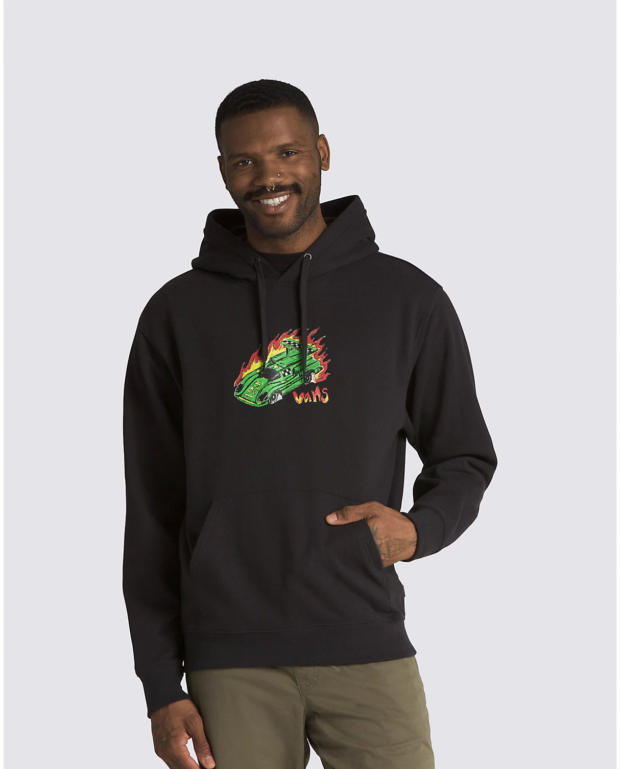 VANS Drag Race Looser Pullover Hoodie Black Men's Pullover Hoodies Vans