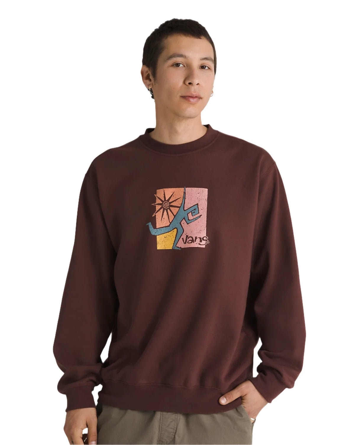 VANS Style Guy Loose Crewneck Sweater Bitter Chocolate Men's Crewnecks vans