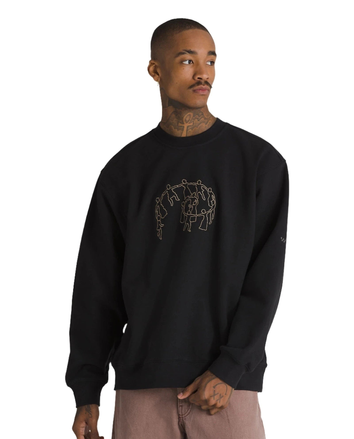 VANS Skate Hold Hands Crewneck Sweater Black Men's Crewnecks Vans