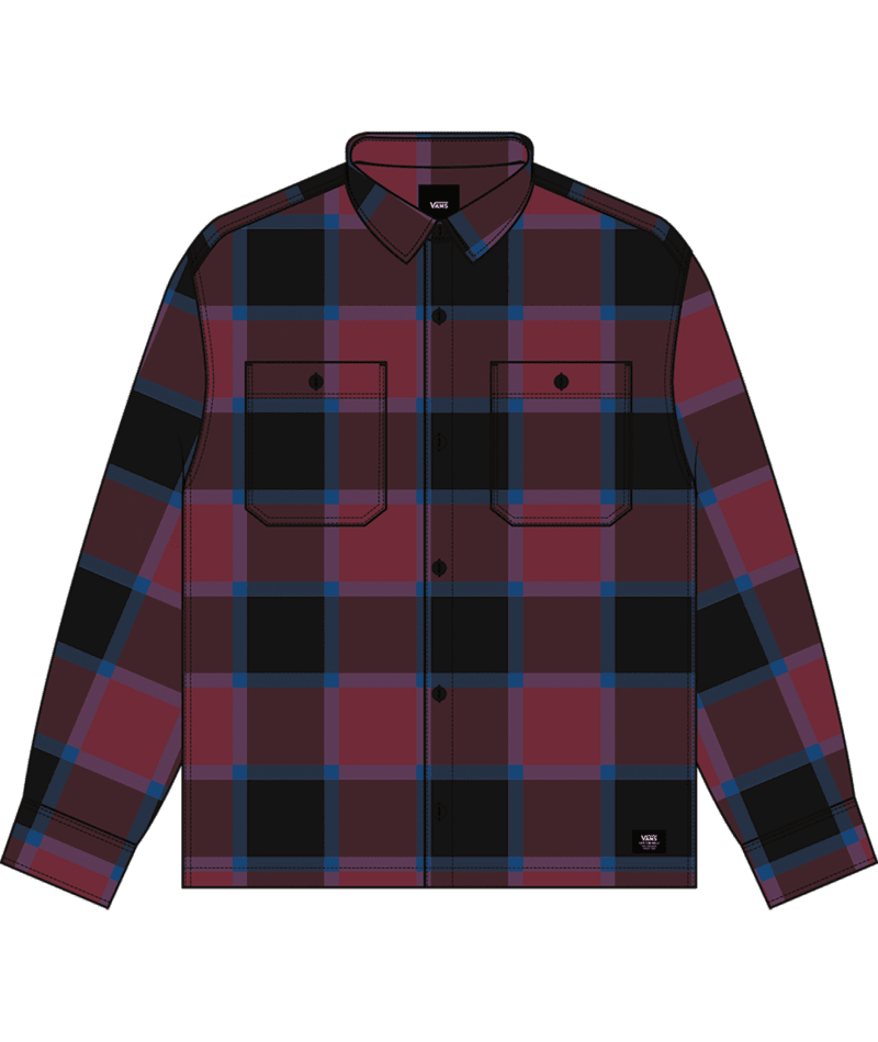 VANS Boy's Larkspur Flannel Shirt Bordeaux/Black Boy's Long Sleeve Button Ups Vans