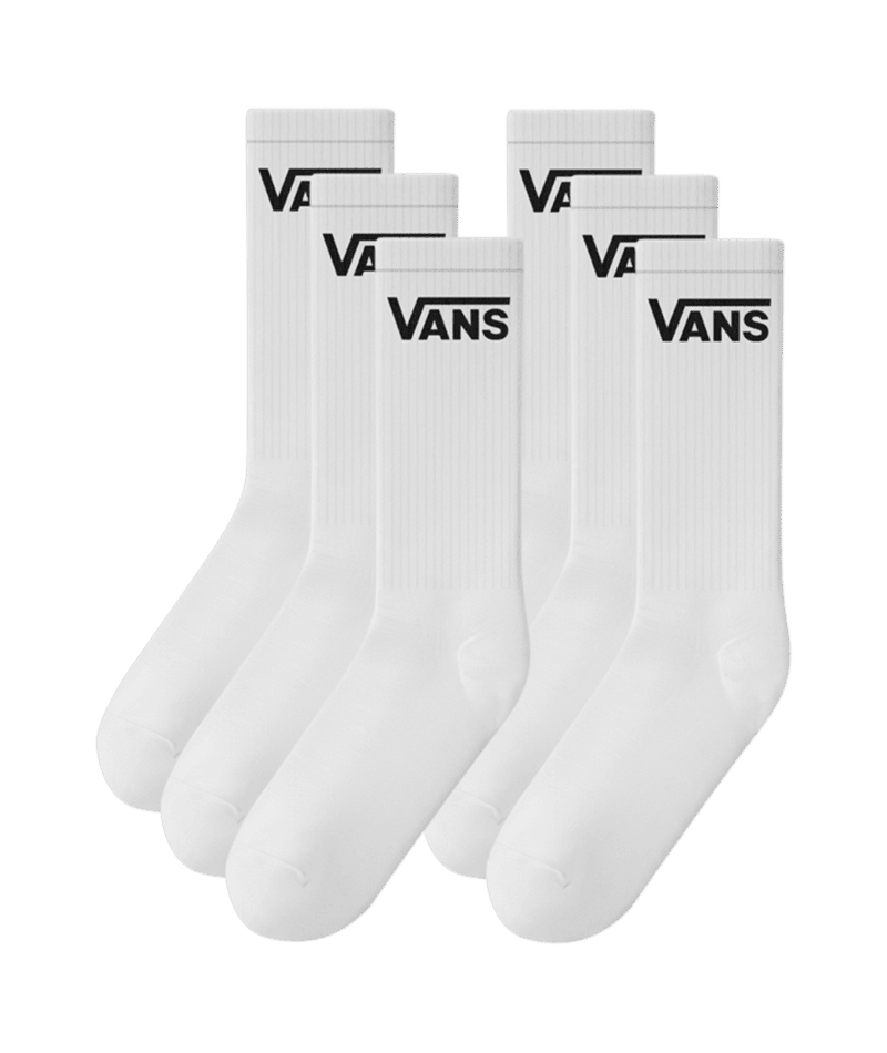 VANS Classic Crew Sock 6 Pack White Men's Socks Vans