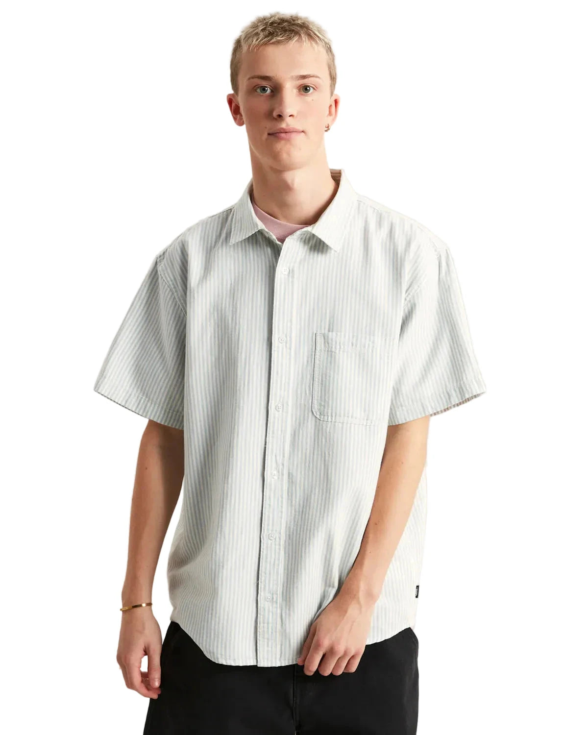 VANS Lawson Shorts Sleeve Button Up Dawn Mist/Marshmallow Men's Short Sleeve Button Up Shirts Vans