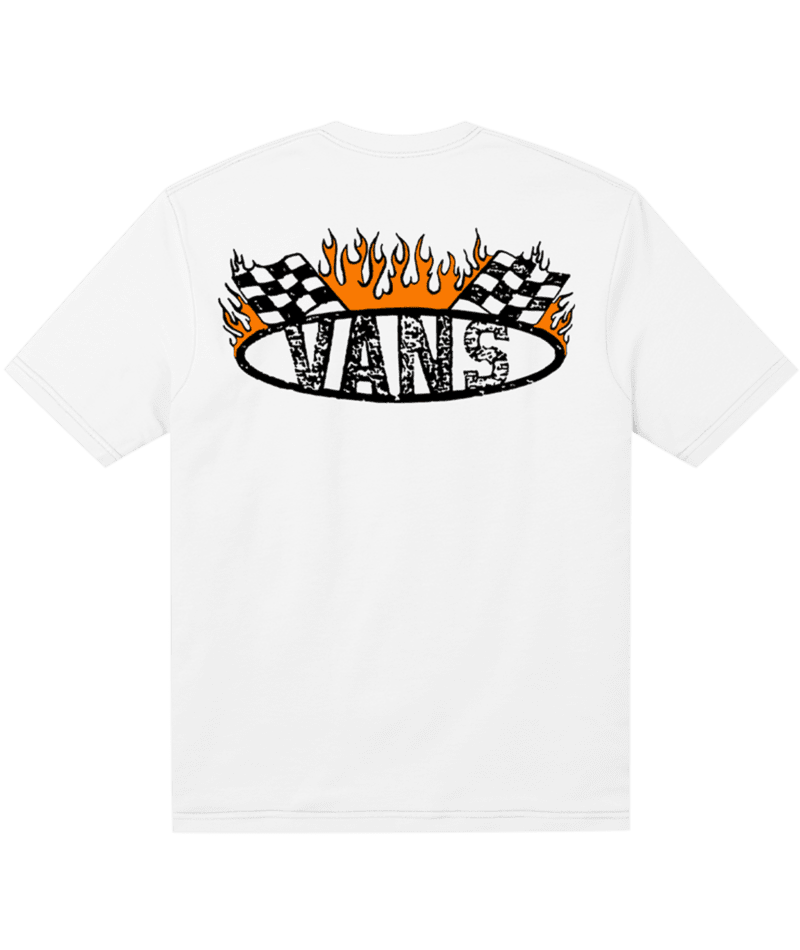 VANS Boys Racing Flames White Boy's T-Shirts Vans