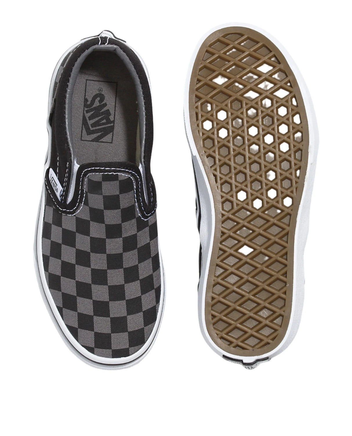 VANS Youth Classic Slip On Shoes Checkerboard Black/Pewter Youth and Toddler Skate Shoes Vans