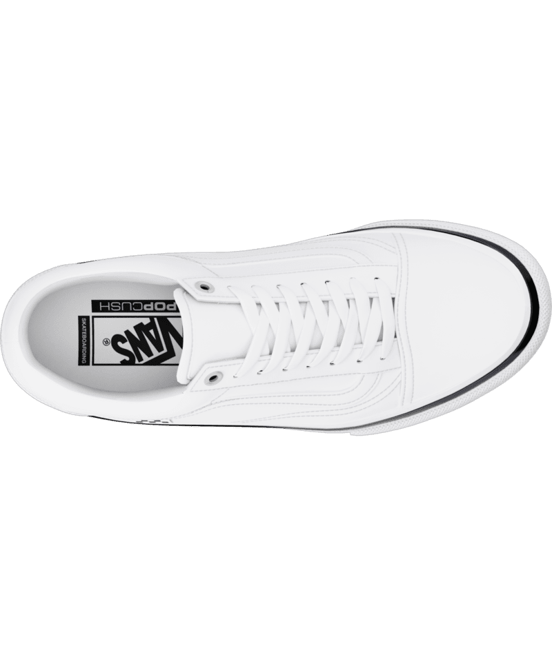 VANS Skate Old Skool Leather Shoes White/White Men's Skate Shoes Vans