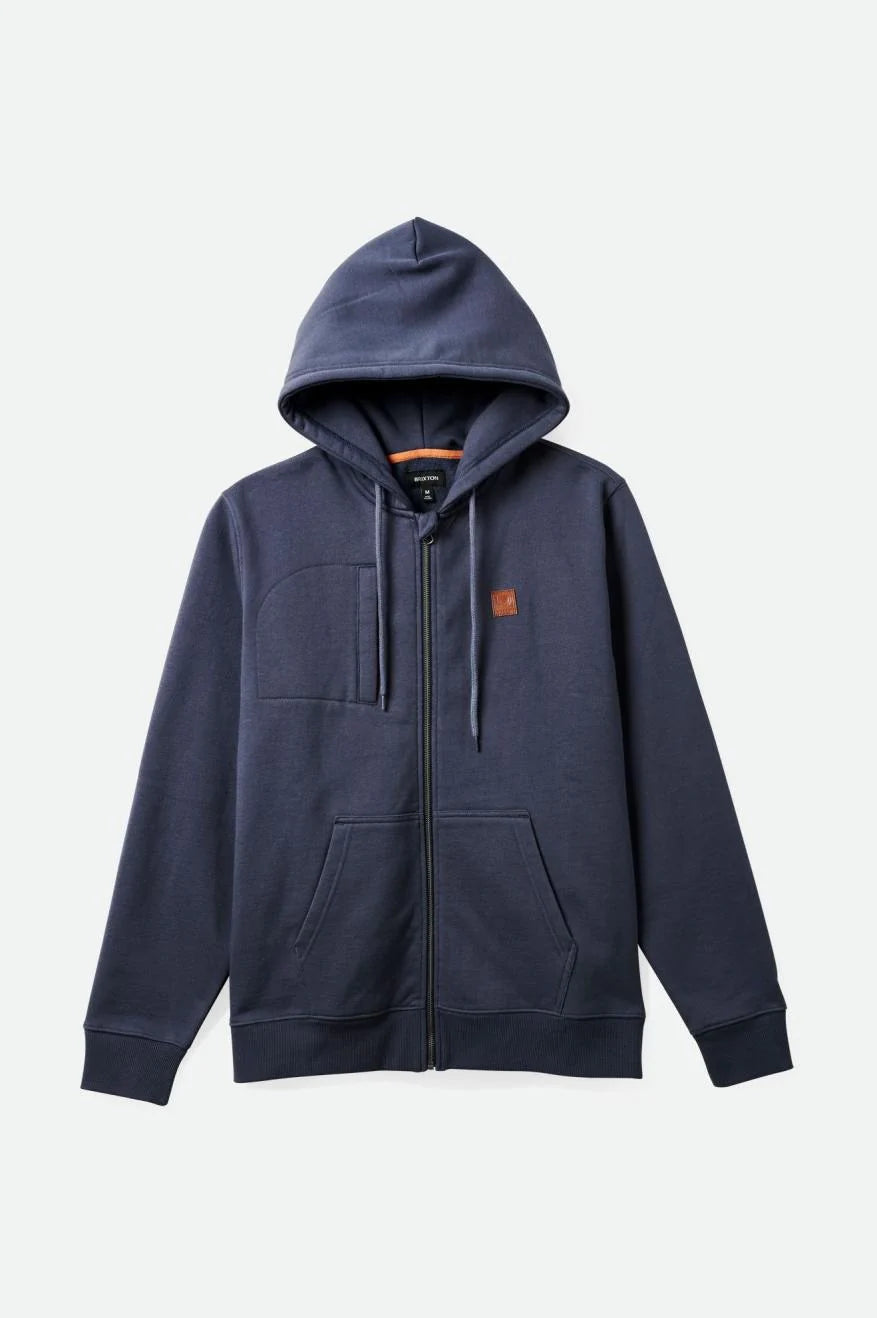BRIXTON Builders Fleece Zip Hoodie Ombre Blue Men's Zip Hoodies Brixton