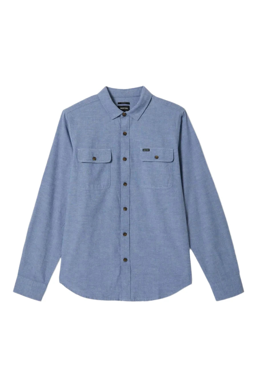BRIXTON The Daily Cotton Long Sleeve Button Up Medium Wash Chambray Men's Long Sleeve Button Up Shirts Brixton