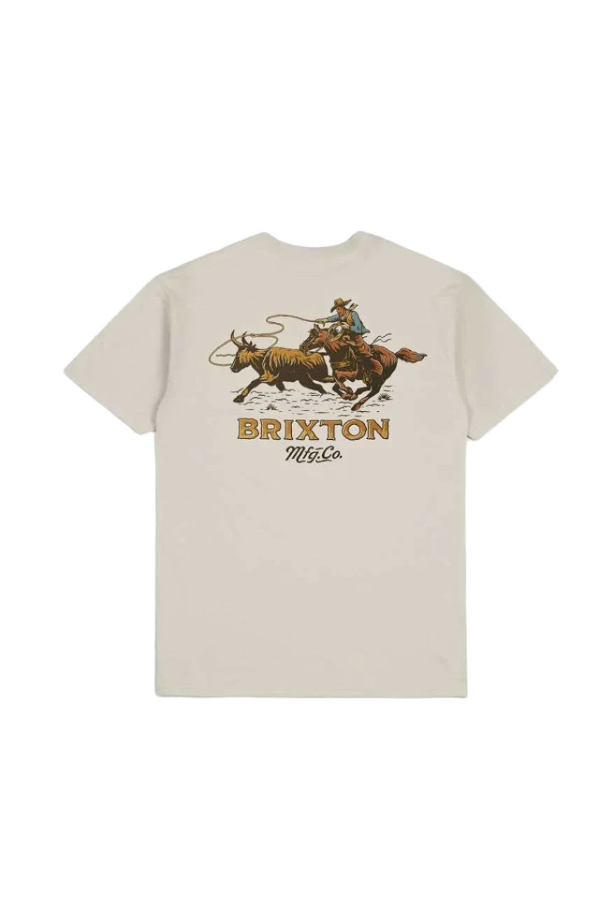 BRIXTON Wrangling T-Shirt Cream Men's Short Sleeve T-Shirts Brixton