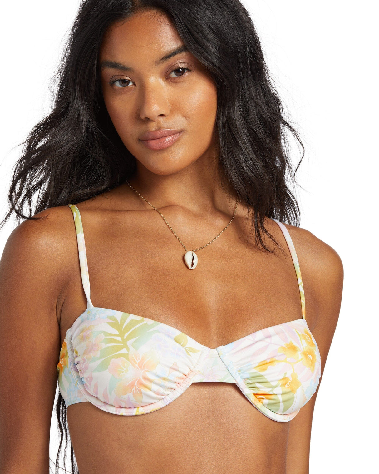 BILLABONG Women's Peaceful Palms Ruched Underwire Bikini Top Multi Women's Bikini Bottoms Billabong