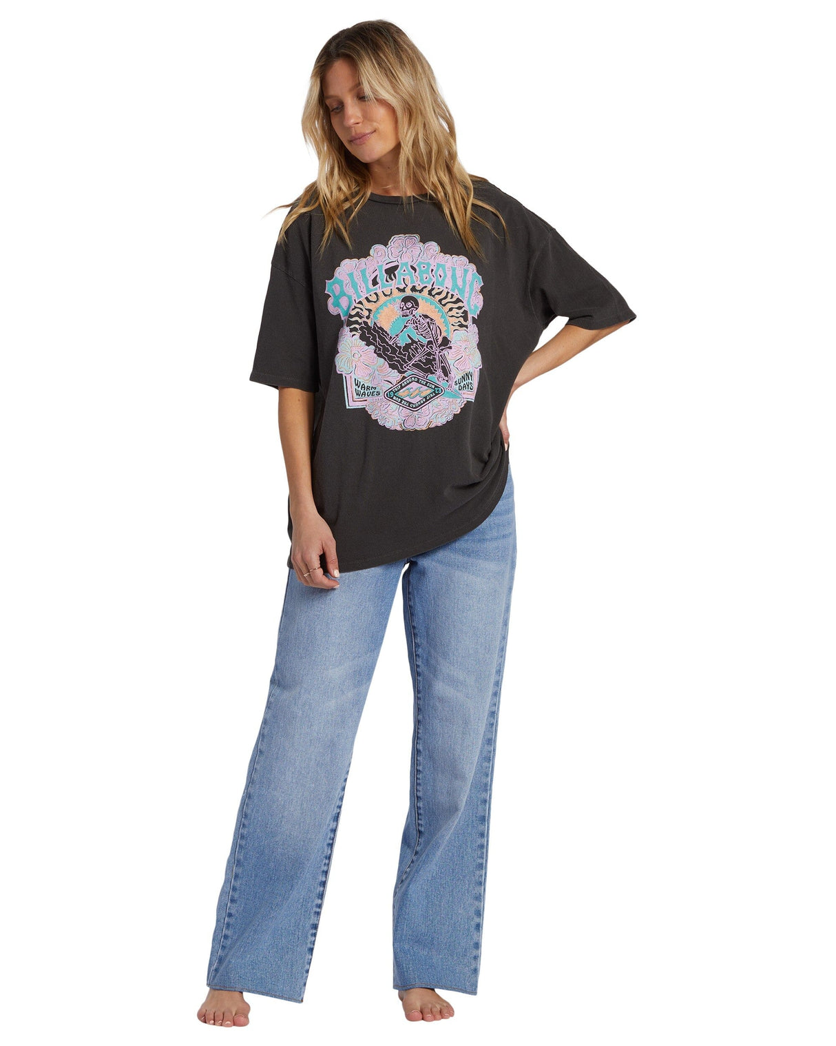 BILLABONG Women's Warm Waves T-Shirt Off Black Women's T-Shirts Billabong