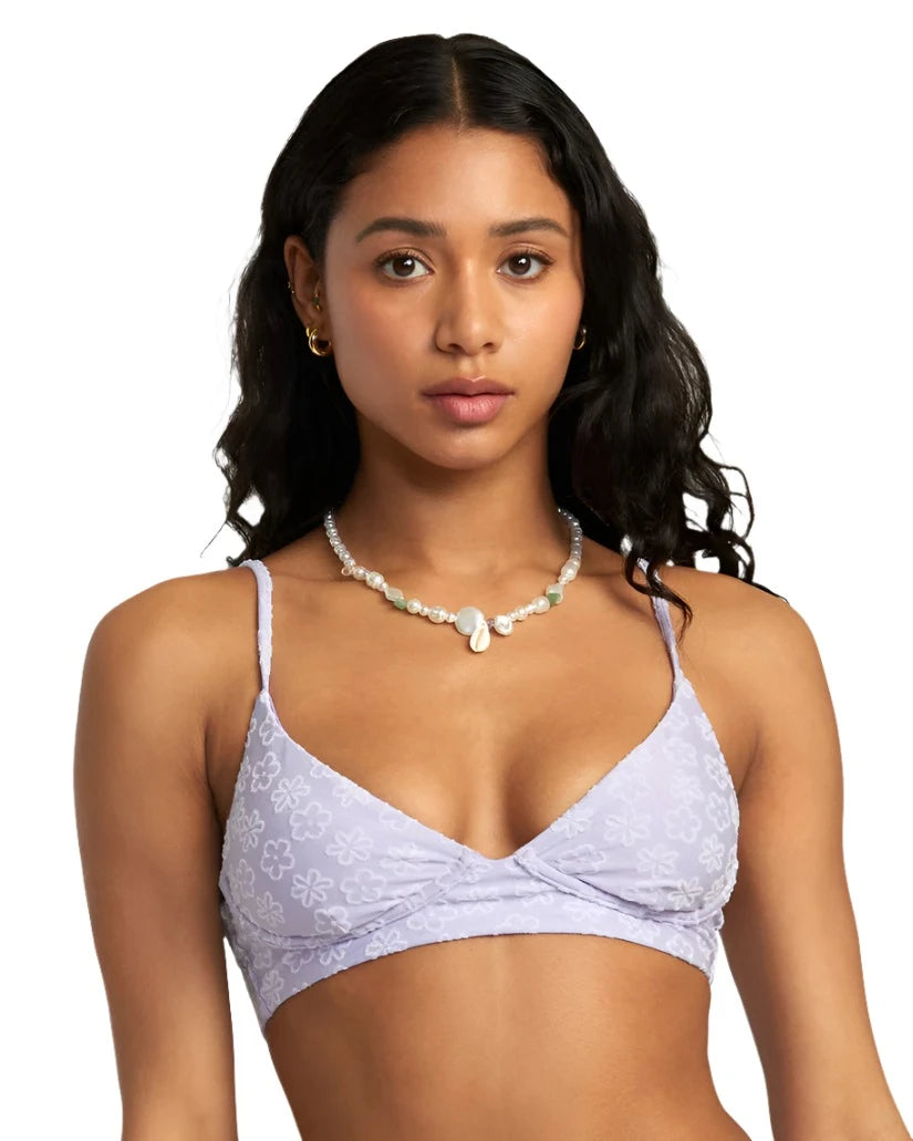 RVCA Women's Delia High Triangle Bikini Top Iris Women's Bikini Tops RVCA