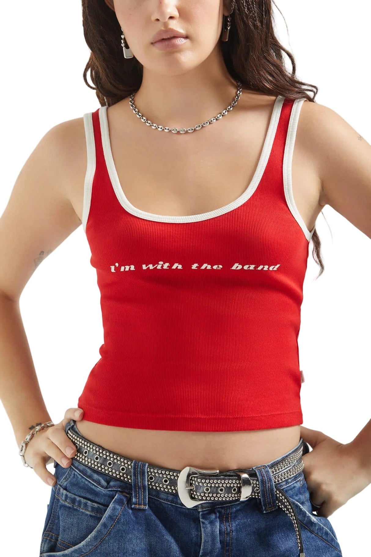 BRIXTON Women's I'm With The Band Ringer Tank Top Adrenaline Rush Women's Tank Tops and Halter Tops Brixton