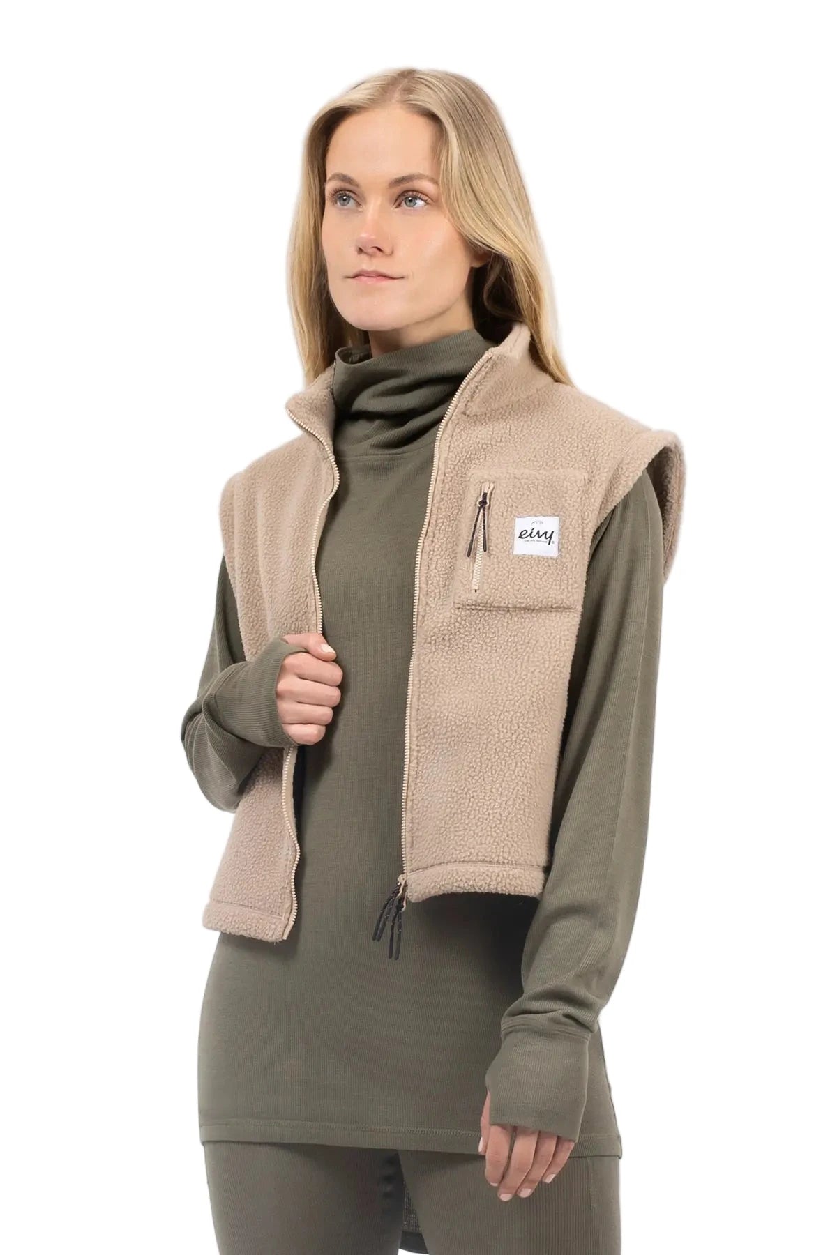 EIVY Women's Boxy Sherpa Vest Sand Women's Vests Eivy