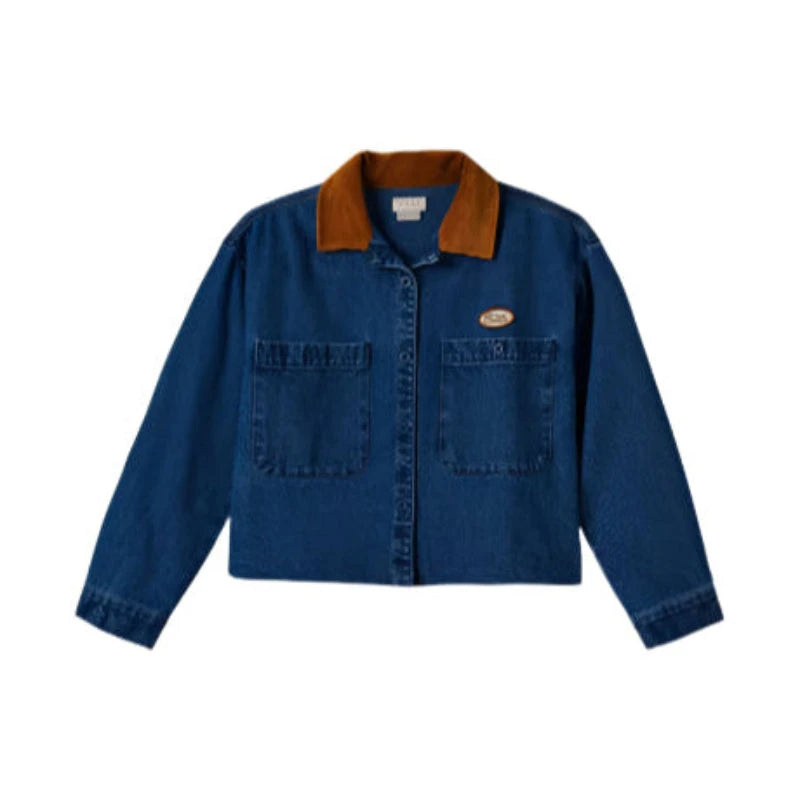BRIXTON Women's Utopia Overshirt Jacket Washed Denim Women's Street Jackets Brixton