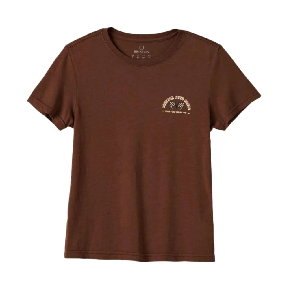 BRIXTON Women's Auto Parts Fitted T-Shirt Pinecone Brown Worn Wash Women's T-Shirts Brixton