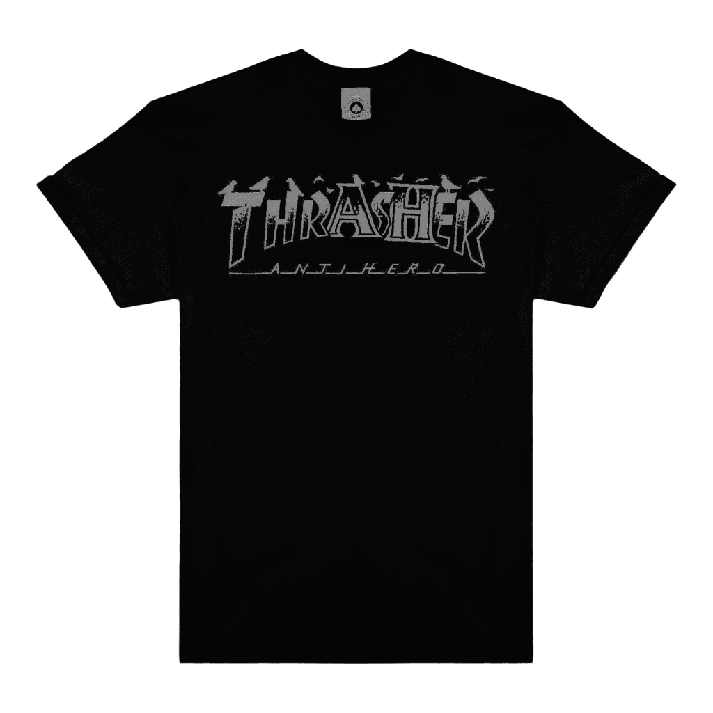THRASHER X ANTIHERO Pigeon Mag T-Shirt Black Men's Short Sleeve T-Shirts Thrasher