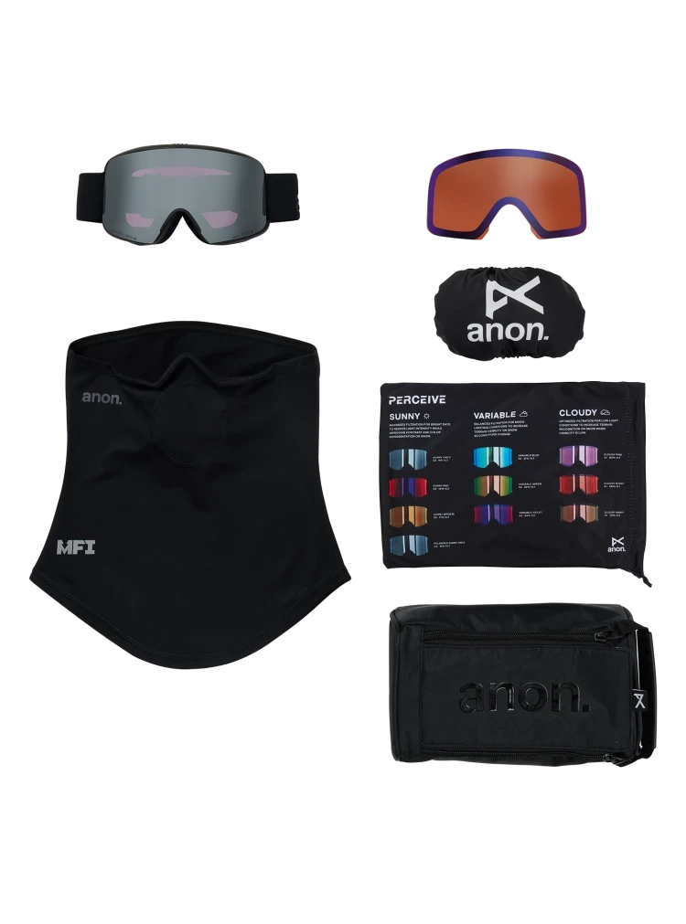 ANON M6 Smoke - Perceive Sunny Onyx + Perceive Variable Violet + Facemask Snow Goggle Snow Goggles Anon