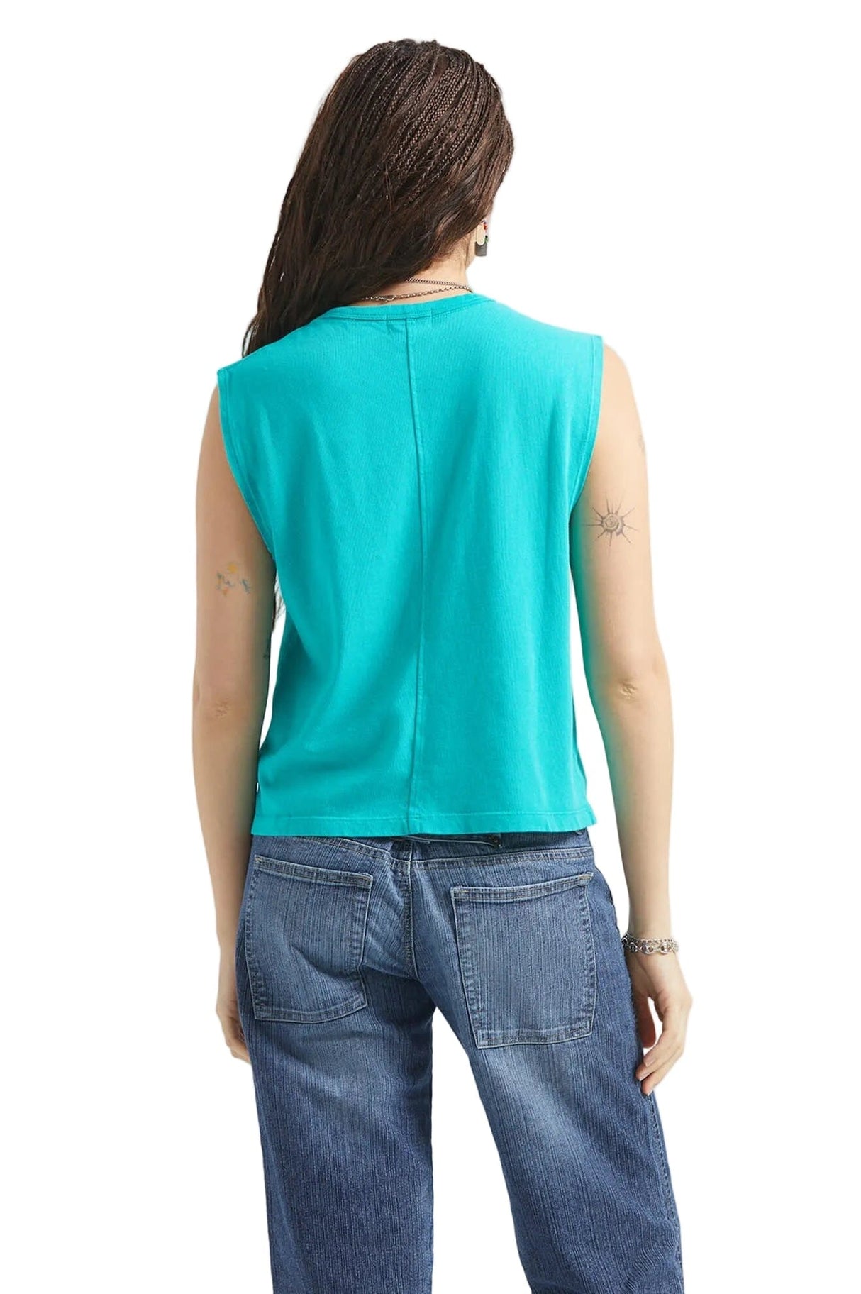 BRIXTON Women's Carefree Organic Garment Dyed Muscle Tank Retro Green Women's Tank Tops and Halter Tops Brixton