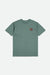 BRIXTON Alpha Square Standard T-Shirt Chinois Green/Charcoal/Terracota Men's Short Sleeve T-Shirts Brixton 