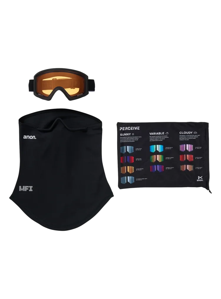 ANON Tracker 2.0 Black - Amber + Face MFI Face Mask Youth Snow Goggle Snow Goggles Anon