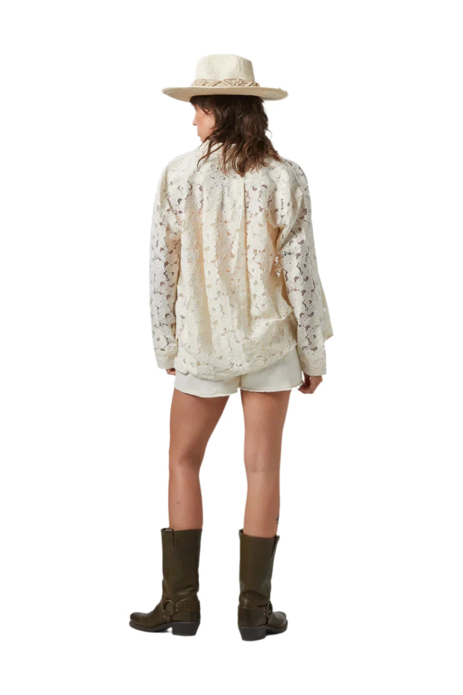 BRIXTON Women's East Side Boxy Long Sleeve Button Down Whitecap Women's Flannels and Button Ups Brixton