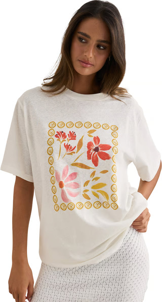 RHYTHM Women's Wildflower Oversized T-Shirt Vintage White Women's Short Sleeve T-Shirts Rhythm