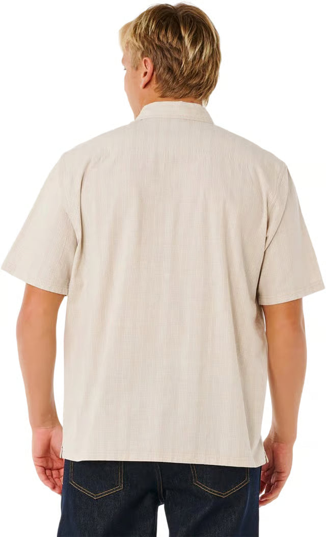 RIP CURL Premium Surf Check Short Sleeve Button Up Shirt Bone Men's Short Sleeve Button Up Shirts Rip Curl