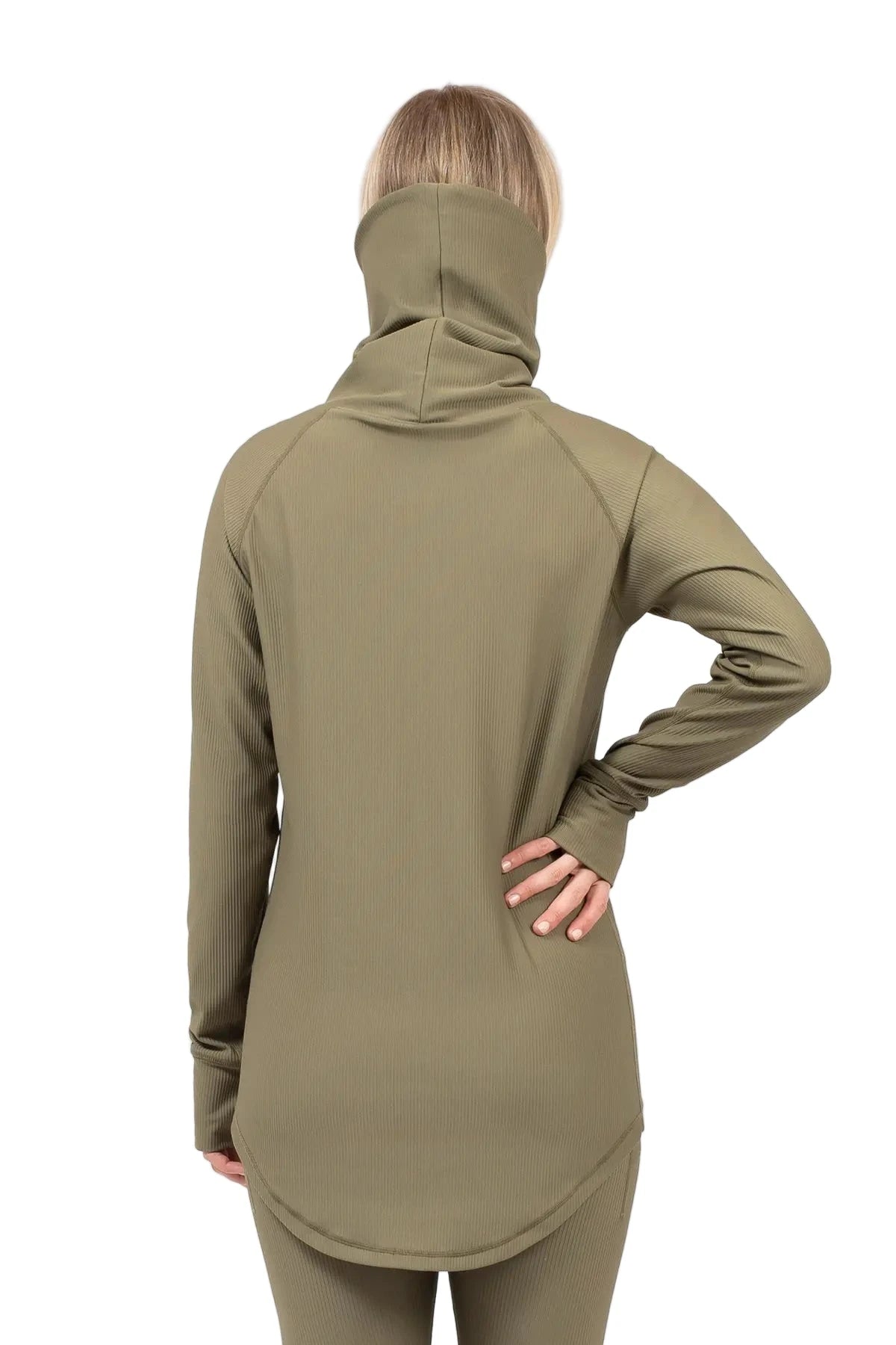 EIVY Women's Icecold Gaiter Rib Base Layer Top Olive Women's Base Layers Eivy